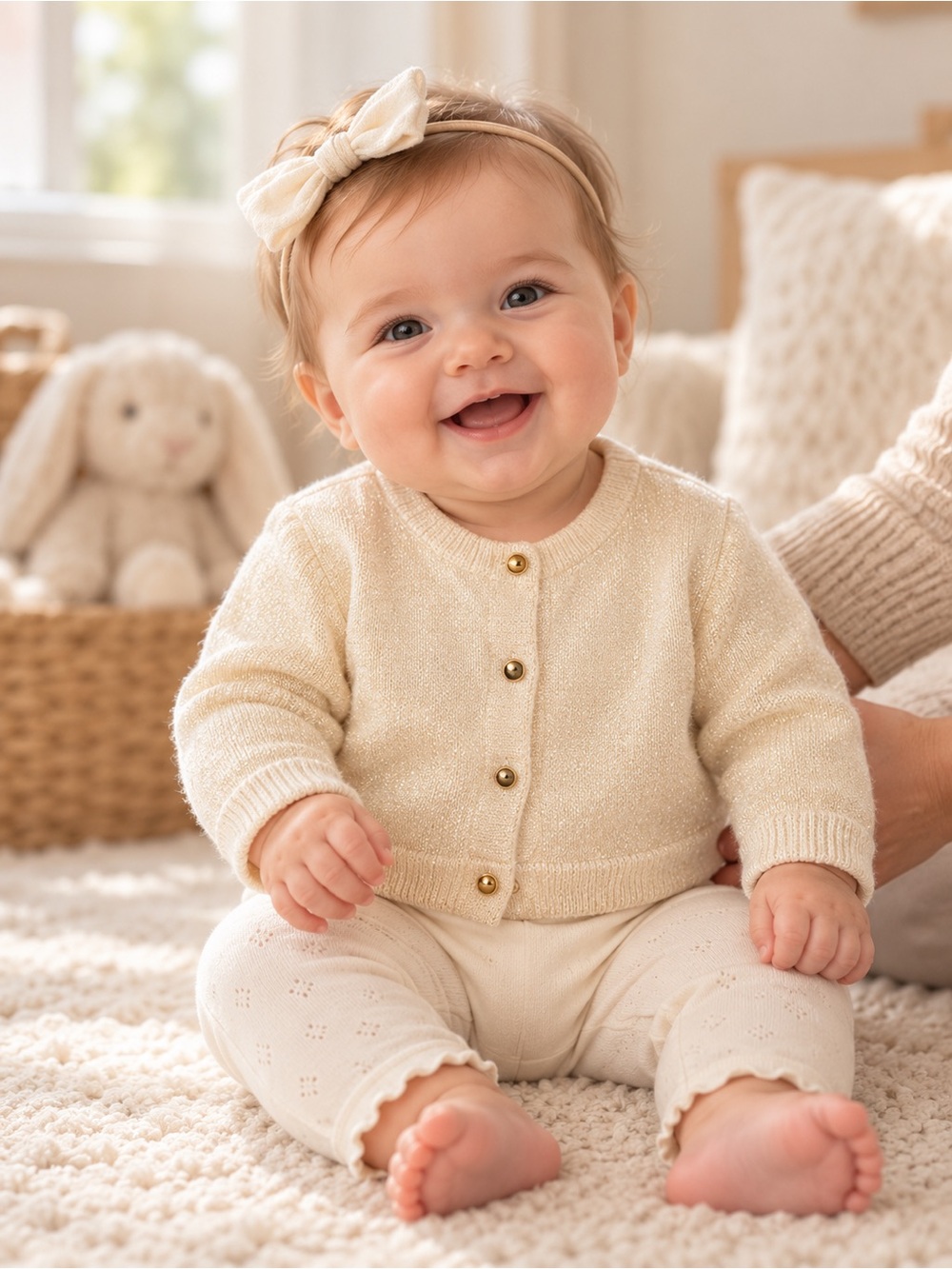 Baby Gap Ivory Gold Sparkle Cardigan 3–6 Months
